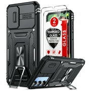 LeYi Rugged Cell Phone Case with Screen Protectors for Samsung Galaxy A15 5G, Black, 2 Pack